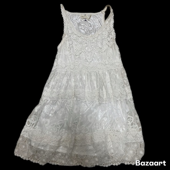 Girls Sz L White Lace Boho Hippie Dress By Instyle - Picture 1 of 3